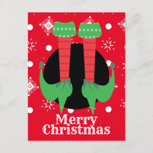 Kerstmis Elf Voeten Hoge Hakken Sneeuwvlokken  Briefkaart