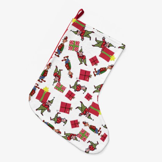 Kerstmis Elfen fleece Kerstmis kous LG Grote Kerstsok (Voorkant (Hangend))