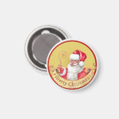 Kerstmis embleem: Kerstman met gouden staf Magneet (Voorkant / Achterkant)