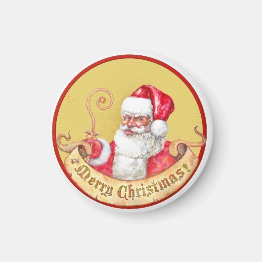 Kerstmis embleem: Kerstman met gouden staf Magneet (Voorkant)
