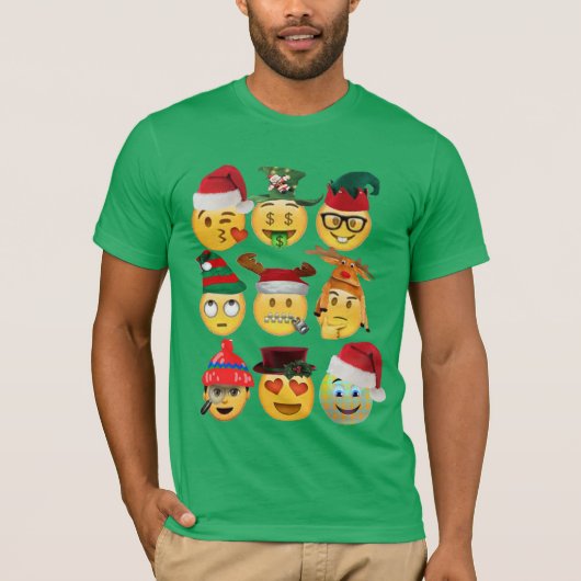 kerstmis emoji collectie grappig hemddesign t-shirt (Voorkant)