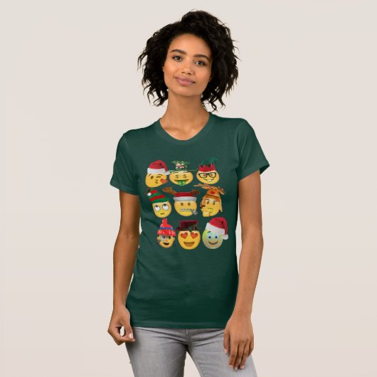 kerstmis emoji collectie grappige shirt vrouwen to (Voorkant volledig)