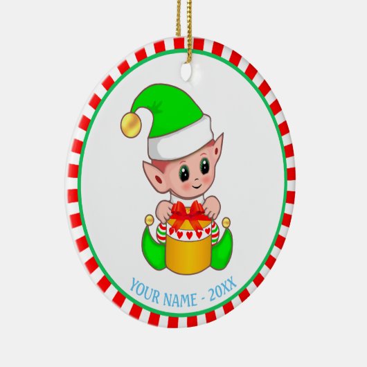 Kerstmis en aangepaste naam keramisch ornament (Rechts)