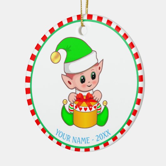 Kerstmis en aangepaste naam keramisch ornament (Links)