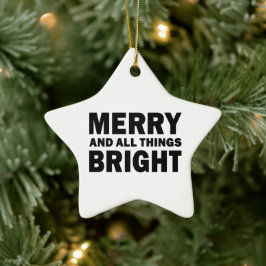 Kerstmis en alle vrolijke dingen Moderne Kerstster Keramisch Ornament