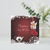 Kerstmis en Baby en theepot Baby shower Kaart (Staand voorkant)