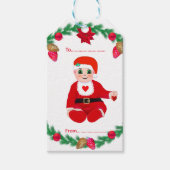Kerstmis en baby met punsettias cadeaulabel (Voorkant)