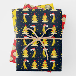 Kerstmis en banaan inpakpapier vel