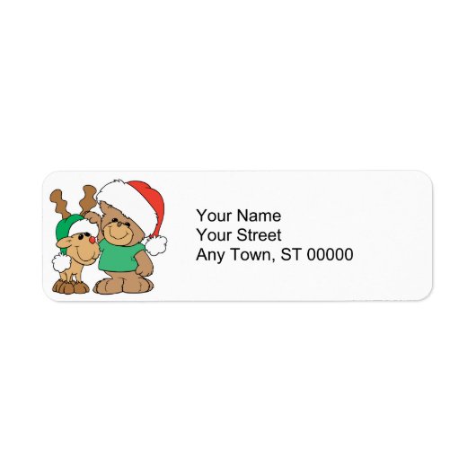 Kerstmis en Beer voor rendieren Etiket (Voorkant)