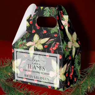 Kerstmis en Berries op zwart Bedankdoosjes