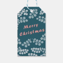Kerstmis en bessen Navy/Teal Favor Tags Cadeaulabel