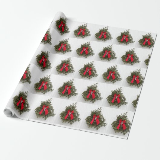 Kerstmis en Bow op Barn Cadeaupapier (Uitgerold)