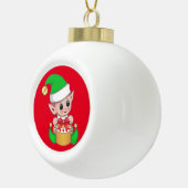 Kerstmis en cadeaudoos op rood keramische bal ornament (Rechts)