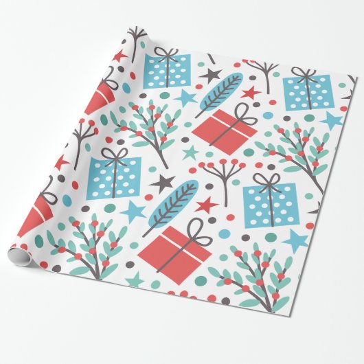 Kerstmis en cadeaupatroon cadeaupapier (Uitgerold)