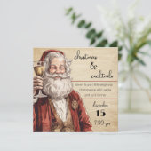 Kerstmis en Cocktails met Santa Party Kaart (Staand voorkant)