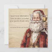 Kerstmis en Cocktails met Santa Party Kaart (Achterkant)
