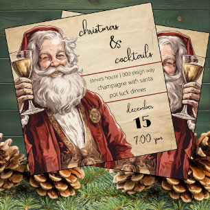 Kerstmis en Cocktails met Santa Party Kaart