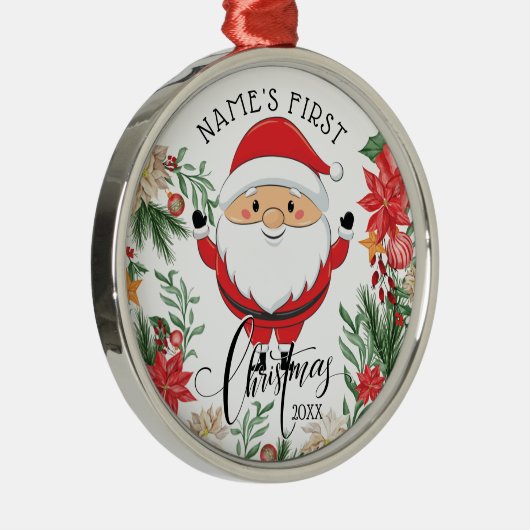 Kerstmis en de eerste kerstdag van Poinsettia Baby Metalen Ornament (Rechts)