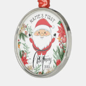 Kerstmis en de eerste kerstdag van Poinsettia Baby Metalen Ornament (Links)