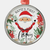 Kerstmis en de eerste kerstdag van Poinsettia Baby Metalen Ornament (Voorkant)