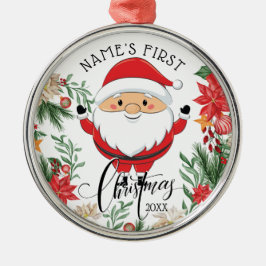 Kerstmis en de eerste kerstdag van Poinsettia Baby Metalen Ornament