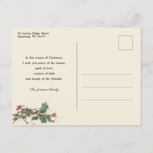 Kerstmis en de Rotische Kerk in sneeuw Briefkaart (Achterkant)