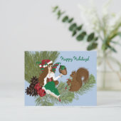 Kerstmis en eekhoorn Briefkaart met cadeau (Staand voorkant)