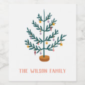 Kerstmis en feestdag wijn etiket (Enkel label)