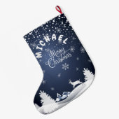 Kerstmis en gelukkig nieuwjaar! Monogram Grote Kerstsok (Achterkant (Hangend))