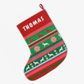 Kerstmis en gelukkig nieuwjaar! Noordse patroon Grote Kerstsok (Achterkant (Hangend))