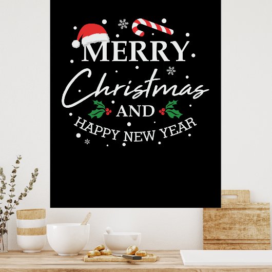 Kerstmis en gelukkig nieuwjaar poster (Keuken)
