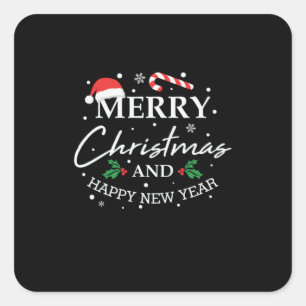 Kerstmis en gelukkig nieuwjaar vierkante sticker