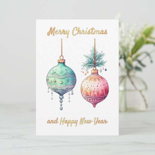 Kerstmis en gelukkig nieuwjaar wenskaart kaart (Staand voorkant)