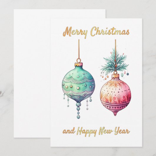 Kerstmis en gelukkig nieuwjaar wenskaart kaart (Voorkant / Achterkant)