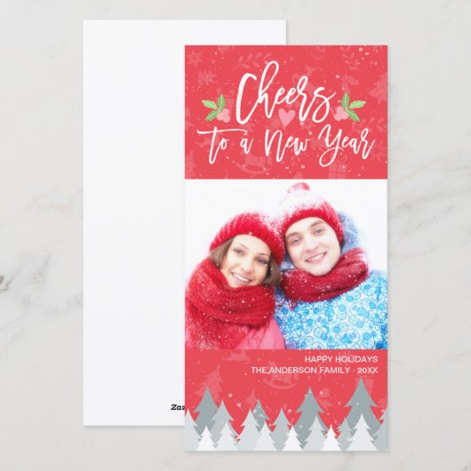 Kerstmis en gelukwensen voor een nieuwjaarsgroet f feestdagenkaart (Voorkant / Achterkant)