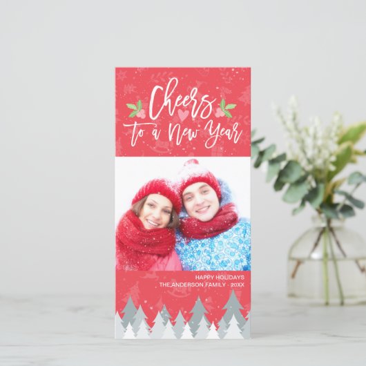 Kerstmis en gelukwensen voor een nieuwjaarsgroet f feestdagenkaart (Staand voorkant)