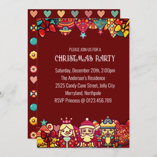 Kerstmis en Get-Together Party Kaart (Voorkant / Achterkant)