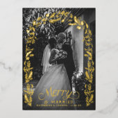 Kerstmis en getrouwd hulst foto folie feestdagenkaart (Voorkant)