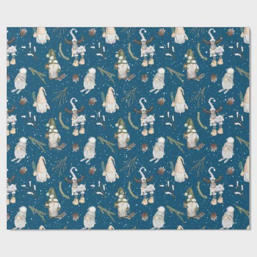 Kerstmis en gnomen cadeaupapier (Vlak)