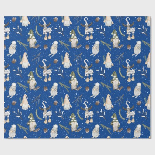 Kerstmis en gnomen cadeaupapier (Vlak)