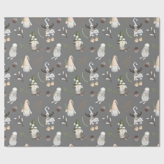 Kerstmis en gnomen cadeaupapier (Vlak)