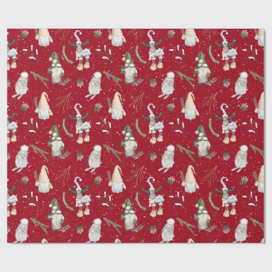 Kerstmis en gnomen cadeaupapier (Vlak)