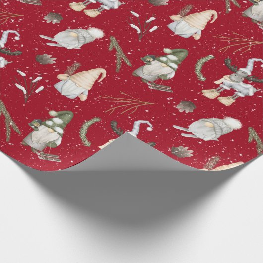 Kerstmis en gnomen cadeaupapier (Hoek)