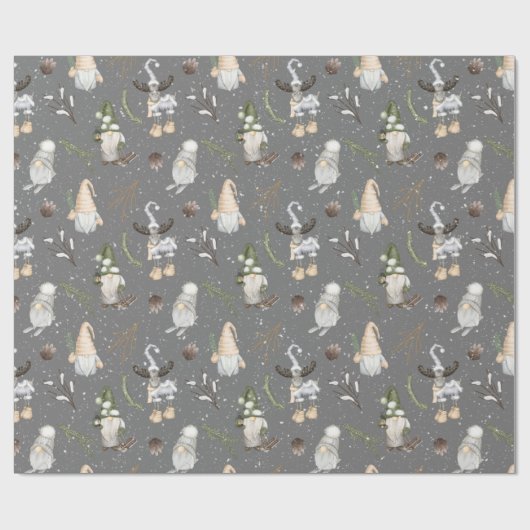 Kerstmis en gnomen cadeaupapier (Vlak)