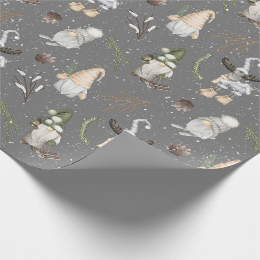 Kerstmis en gnomen cadeaupapier (Hoek)