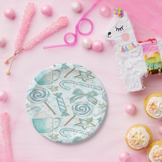 Kerstmis en Gold Hot Cocaca-Snoep Papieren Bordje (Feest)