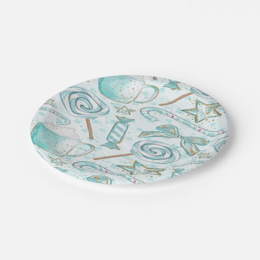 Kerstmis en Gold Hot Cocaca-Snoep Papieren Bordje (Gekanteld)