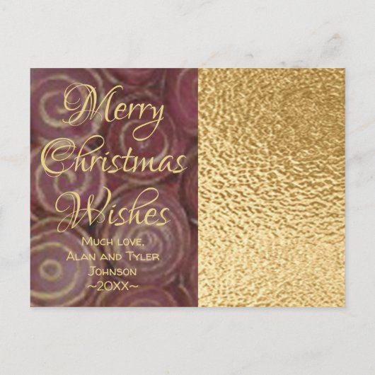 Kerstmis en goud uitnodiging briefkaart (Achterkant)