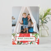 Kerstmis en handschilderen feestdagenkaart (Staand voorkant)