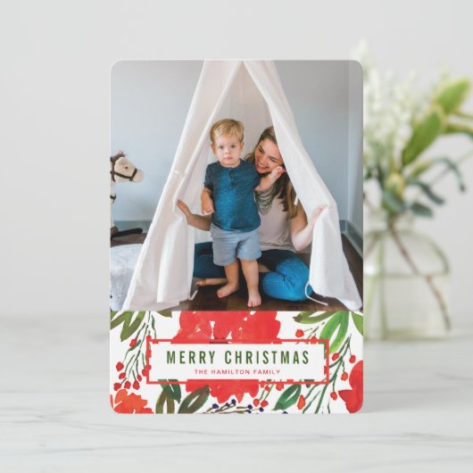 Kerstmis en handschilderen feestdagenkaart (Staand voorkant)